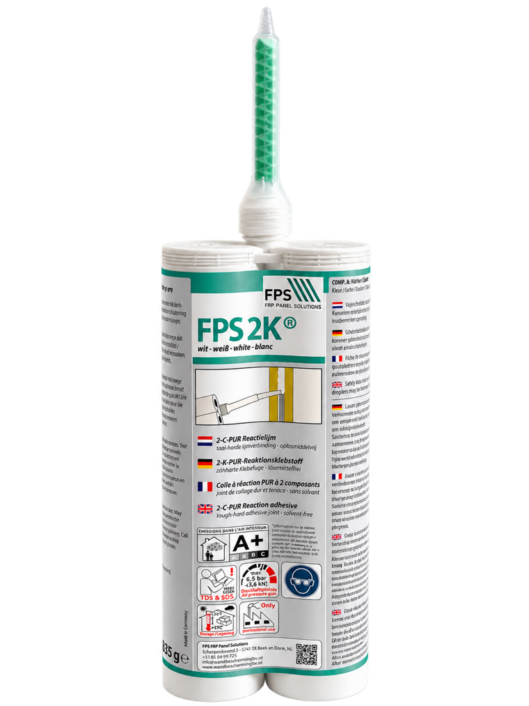 Cartouche bi-composant FPS 2K, colle de réaction PUR blanche
